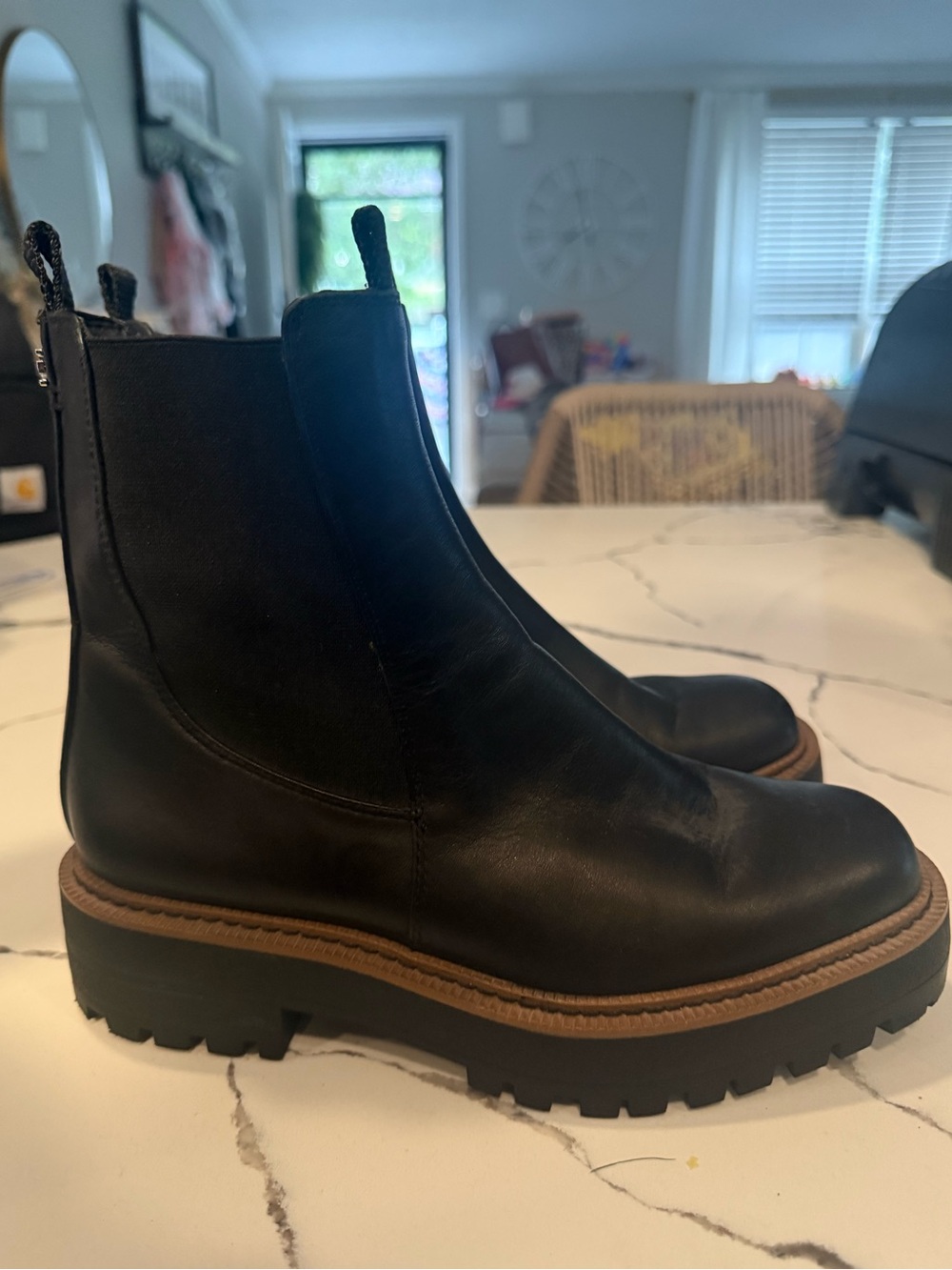 Sam Edelman Black Leather Chelsea Lug Sole Ankle Boots Women’s Size 7.5
